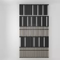 Modern Room Divider Design Featuring Black And Light Wood Vertical Stripes 3d model