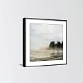 Two Framed Landscape Paintings Featuring Mountain Valley And Seaside Trees On Wall