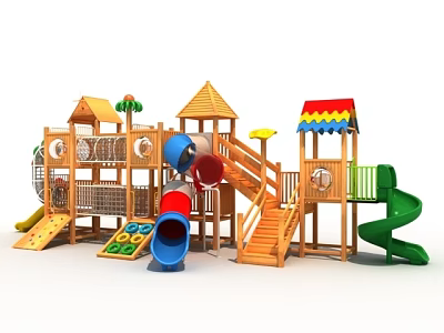 Kindergarten outdoor play equipment outdoor large toy outdoor wooden large toy slide 3d model