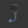 Automotive Flexible Hose Component Gray Body Blue Stripes and Black Mesh Top