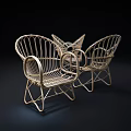 Set of Three Modern Rattan Leisure Chairs With Metal Frame And Woven Design