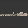 Cartoon City Scene with Colorful Buildings Various Trees and Curved Roads Layout