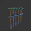 Wooden Fence Structure With Vertical Poles And Rope Wrapped Cross Bars
