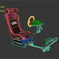 Ergonomic Black Office Chair with Steering Wheel and Pedals for Gaming Simulation Use