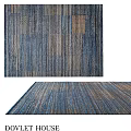 Square Woven Rug Featuring Blue And Brown Striped Pattern For Home Decor