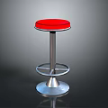 Modern Bar Stool With Red Cushioned Seat And Metal Frame Footrest