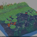 Natural Water Scene With Lily Pads Aquatic Plants And Underwater Structure