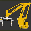 Industrial Yellow Robotic Arm Assembling Car Components In Automotive Manufacturing Process 3d model