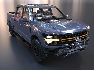 Sleek Modern Pickup Truck With Black Wheels LED Headlights And Metallic Exterior Design 3d model