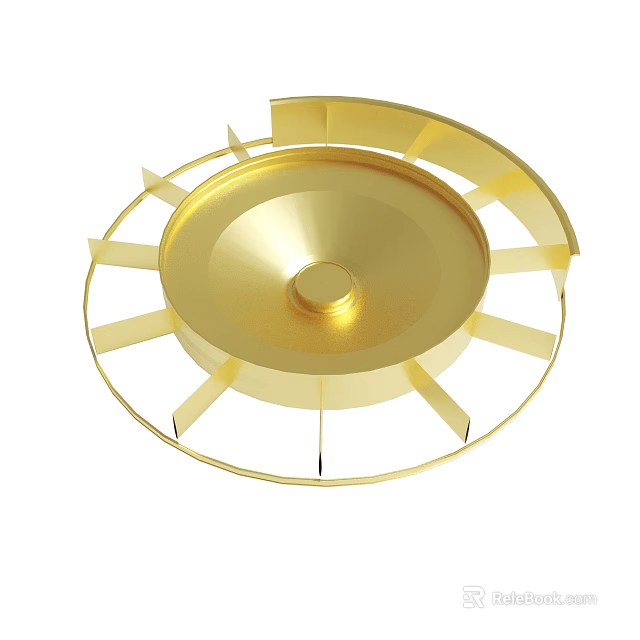 Elegant Golden Metallic Decorative Ornament With Circular Base And Radial Structure 3d model 