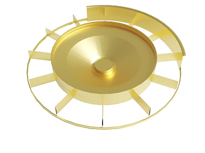 Elegant Golden Metallic Decorative Ornament With Circular Base And Radial Structure 3d model