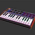 MIDI Keyboard Electronic Musical Instrument With Red Accent Design Black White Keys And Control Knobs 3d model