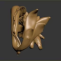 Golden Abstract Sculpture With Flowing Curves Elegant Shape And Artistic Figurine Base