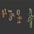 Wood Stone Decorative Pieces With Natural Weathered Texture And Mossy Surface For Garden