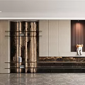 Modern Elegant Decorative Cabinet With Marble Texture Metal Frame Display Shelves And Decorative Items