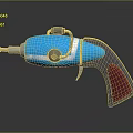 Blue Pistol Design With Red Grip Green Circular Component And Yellow Wire