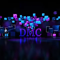 Modern DMC Themed Photo Spot With Colorful Cubes And Purple Letters