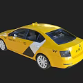 Bright Yellow Taxi Car With TAXI Sign Red Side Mirrors And Alloy Wheels