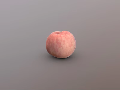 Fresh Juicy Ripe Peach with Pink and Red Stripes Isolated on Gray Background 3d model