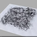 Detailed Topographic Terrain Model With Mountainous Contour And Hilly Elevation Texture On White Base