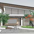 Visitor Center Featuring Modern Architectural Design Large Windows Surrounding Trees And Landscape Elements