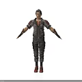 3D Male Character With Gray Jacket Red Accents And Open Arms Pose