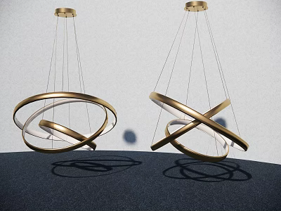Modern Geometric Abstract Pendant Lights With Gold Metal Frame Hanging Design 3d model