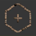 Wooden Doll Blocks Arranged in Circular Castle Shape with Playful Design