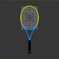 Colorful Tennis Racket With Yellow Blue Frame And Black Grip Design