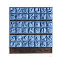 Modern Walnut Solid Wood Dresser With Embossed Glossy Blue Ceramic Tile Drawer Panels