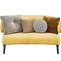 Cozy Yellow Multi Seat Sofa With Gray Brown And Patterned Decorative Pillows 3d model