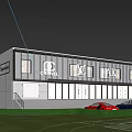 Luxury Commercial Street With Modern Glass Facade Famous Brand Stores And Green Trees