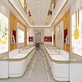 Elegant Jewelry Store Interior With Glass Display Counters And Gold Decorations