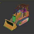 Orange Tracked Bulldozer With Red Cabin And Front Bucket For Construction Use 3d model