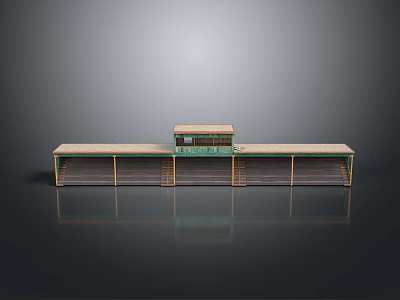 Modern Architectural Building Model With Central Section And Elongated Side Wings 3d model