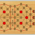 Traditional Chinese Chessboard Game Design With Red Pieces And Grid Lines
