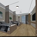 Modern Medical Ward Interior Design With Wooden Beds Desk Green Plant Paintings TV And Window