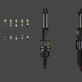 Futuristic Black Guns With Metallic Structure LED Lights Sleek Design And Ammunition