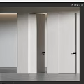 Modern Light Colored Hinged Doors With Black Frames In Open Position For Home Interior 3d model