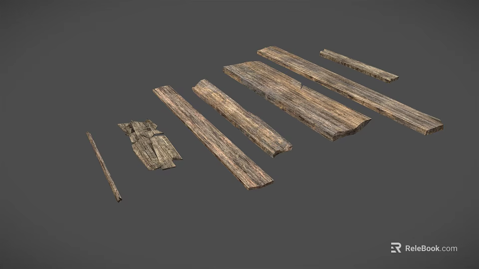 Various Wooden Planks And Stone Pieces In Different Sizes And Natural Textures 3d model 