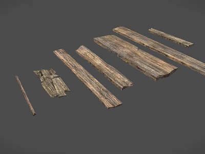 Various Wooden Planks And Stone Pieces In Different Sizes And Natural Textures 3d model