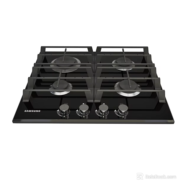 Samsung Gas Stove Cooktop With Four Burners And Black Surface For Kitchen Use 3d model 