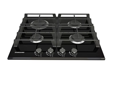 Samsung Gas Stove Cooktop With Four Burners And Black Surface For Kitchen Use 3d model
