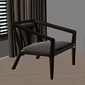 Comfortable Modern Leisure Chair With Wooden Frame And Gray Textured Cushion