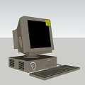 Old Vintage Desktop Computer With CRT Monitor Keyboard Stickers Logo And Ventilation Holes
