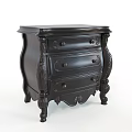 Elegant Vintage Black Console Cabinet and Side Cabinet with Carved Details and Drawers