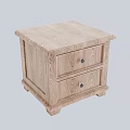 Wooden Bedside Table with Two Drawers Metal Knobs and Simple Design 3d model