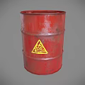 Industrial Equipment Red Metal Barrel With Yellow Warning Sign For Storage
