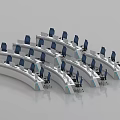 Modern Monitoring Room Interior With Curved Consoles Blue Chairs And Workstations