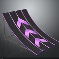 Sports Ramp With Pink Arrows And Striped Surface For Skateboard Training